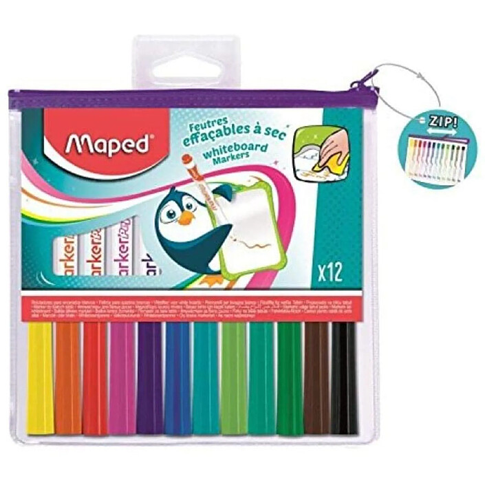 MAPED Etui de 12 Marqueurs pour tableau blanc Marker'Peps pointe ogive 1,5mm