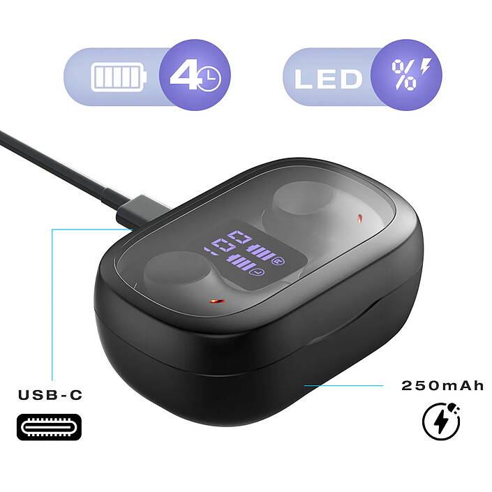 Avizar Écouteurs sans Fil Bluetooth 5.3 Stéréo avec Basses et Réduction du bruit Active Noir pas cher