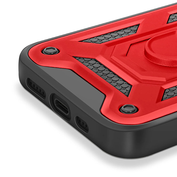 Acheter Mayaxess Coque pour iPhone 17 avec Cache Caméra Coulissante et Bague Magnétique Rouge