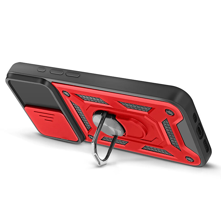 Mayaxess Coque pour iPhone 17 avec Cache Caméra Coulissante et Bague Magnétique Rouge pas cher