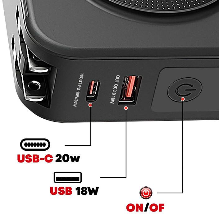 Avis Swissten Powerbank All-in-One Pro MagSafe / USB / USB-C avec Prises internationales Noir