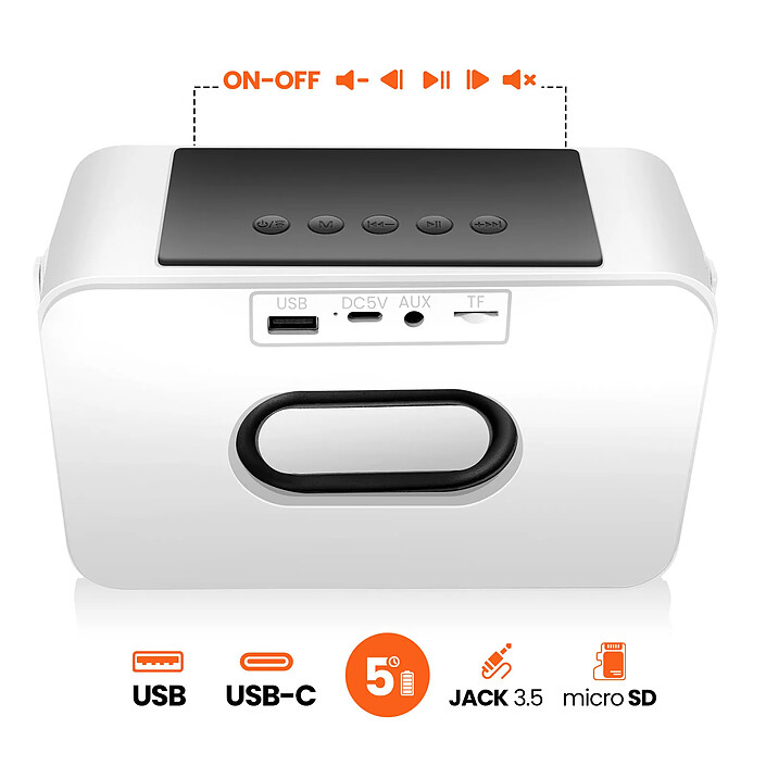 Avizar Enceinte Karaoké Bluetooth pour Enfant avec 2 Micros et Lumières LED RGB Blanc pas cher