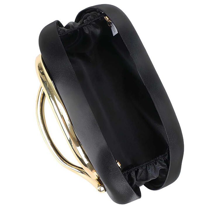 Avizar Pochette de Soirée pour Femme Poignée Métallique Doré Raffiné Noir pas cher