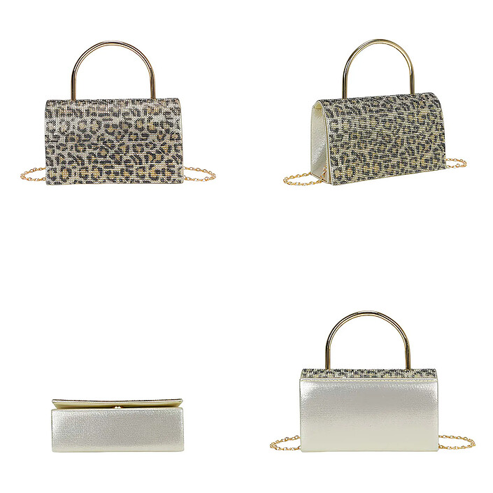 Avis Avizar Sac à Main de Soirée pour Femme avec Revêtement Effet Strass et Poignée en Métal Dorée