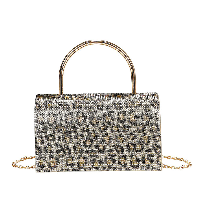 Avizar Sac à Main de Soirée pour Femme avec Revêtement Effet Strass et Poignée en Métal Dorée