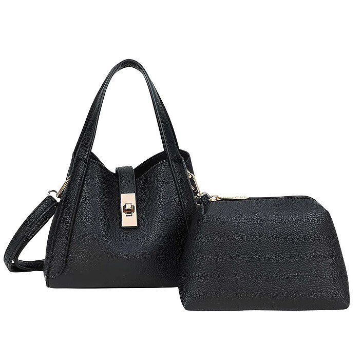Avizar Sac Cabas pour Femme Nora Effet Grainé avec Pochette Intérieure Amovible Noir