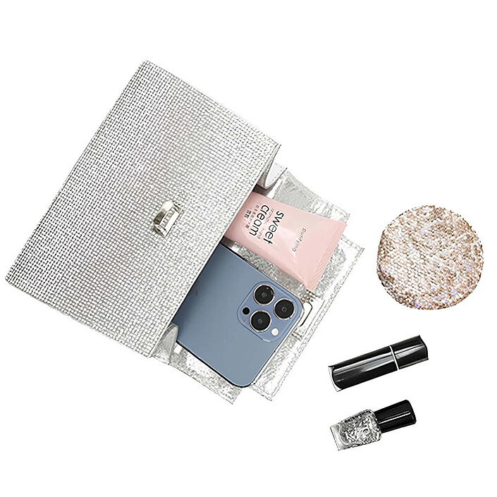 Acheter Avizar Sac à Main de Soirée pour Femme Effet Maille Scintillante avec Chaîne en Métal Argent