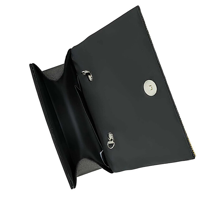 Avizar Sac à Main de Soirée pour Femme avec Revêtement Effet Strass et Poignée en Métal Noir pas cher