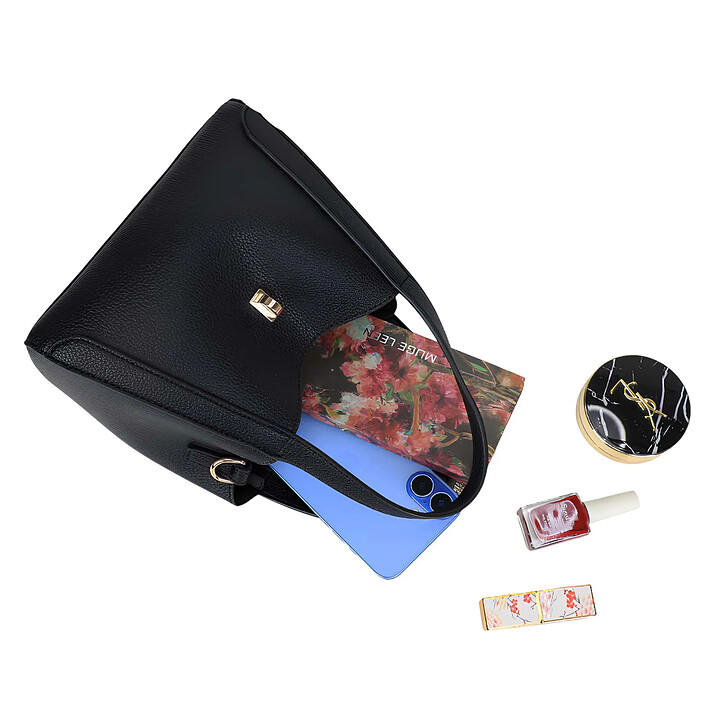 Acheter Avizar Sac Cabas pour Femme Nora Effet Grainé avec Pochette Intérieure Amovible Noir