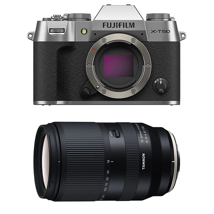 FUJIFILM X-T50 Silver + Objectif TAMRON 18-300 mm f/3.5-6.3 Di III-A VC VXD