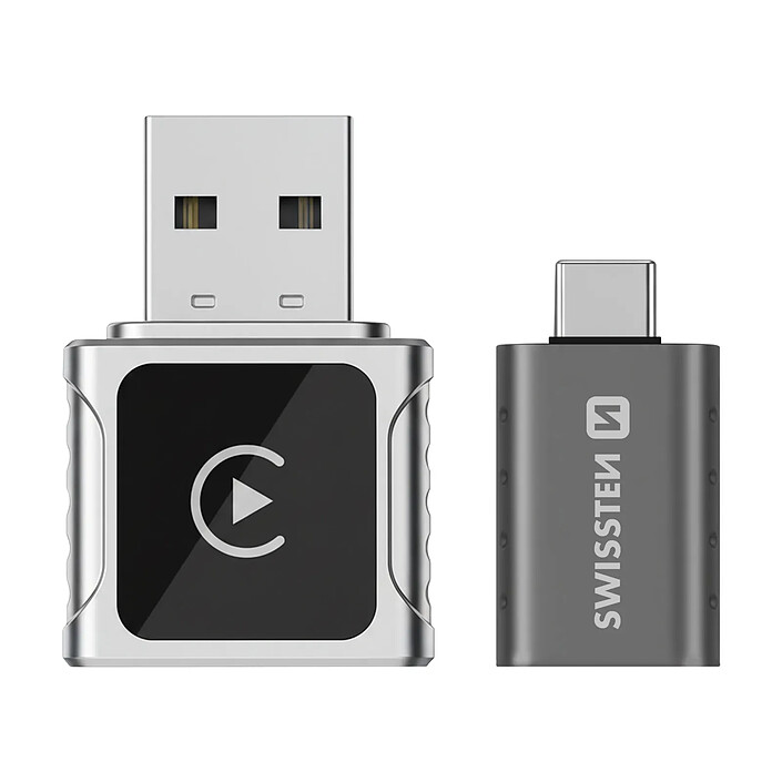 Swissten Adaptateur sans fil CarLINK pour CarPlay et Android Auto / Adaptateur USB USB-C Gris pas cher
