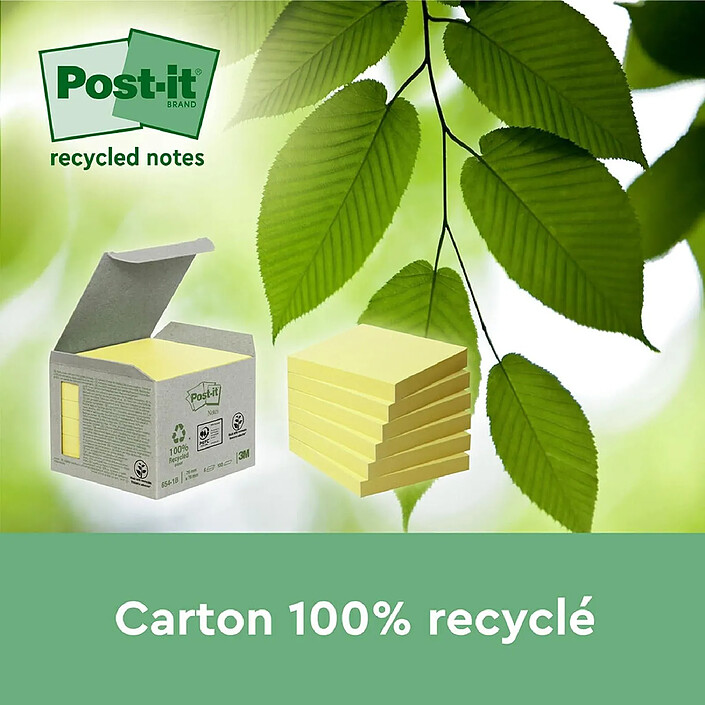 POST-IT Lot de 4 blocs repositionnable Super Sticky 100% recyclé Jaune pas cher
