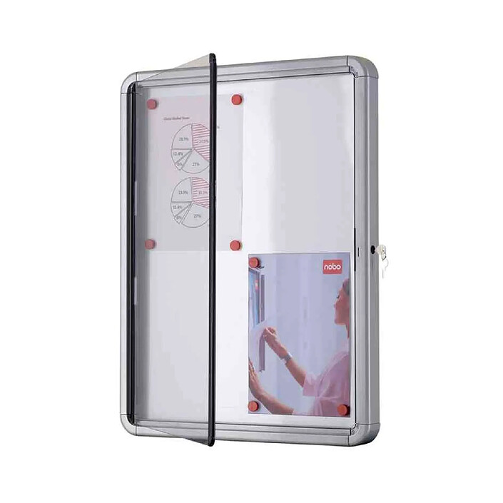 NOBO Vitrine d'extérieur fond magnétique 4xA4 porte battante blanc