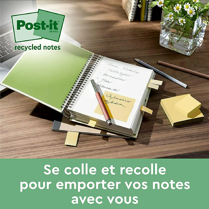 Acheter POST-IT Lot de 4 blocs repositionnable Super Sticky 100% recyclé Jaune
