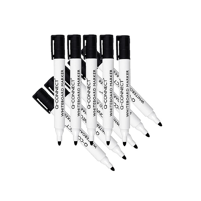 Q-CONNECT Marqueur tableau blanc pointe ogive tracé 3mm corps plastique encre base alcool noir x 10