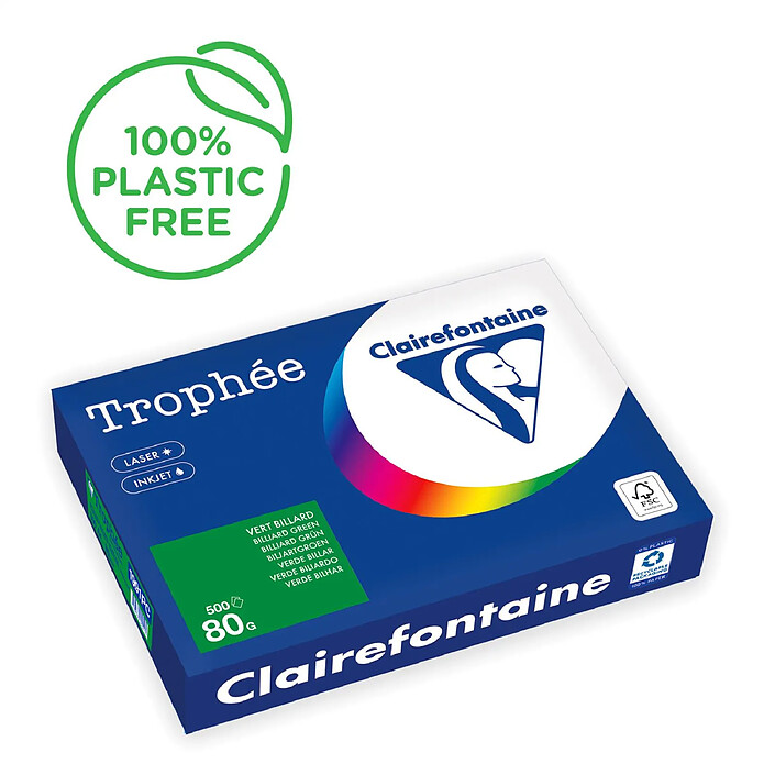 CLAIREFONTAINE Ramette Papier FSC A4 80g 500 Feuilles Vert Billard