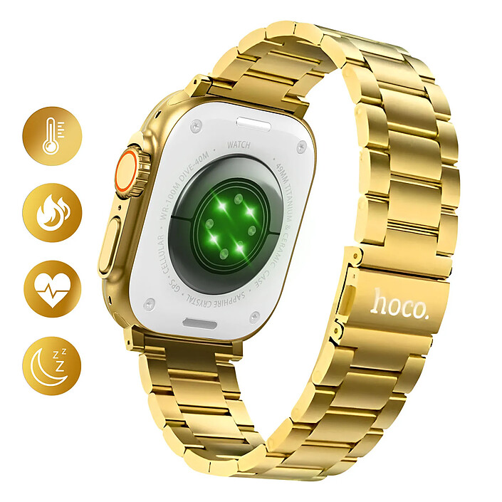 Hoko Montre Connectée Bluetooth 5.3 Étanche IP67 avec Grand Écran et Suivi Santé Dorée pas cher