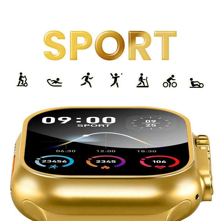 Acheter Hoko Montre Connectée Bluetooth 5.3 Étanche IP67 avec Grand Écran et Suivi Santé Dorée
