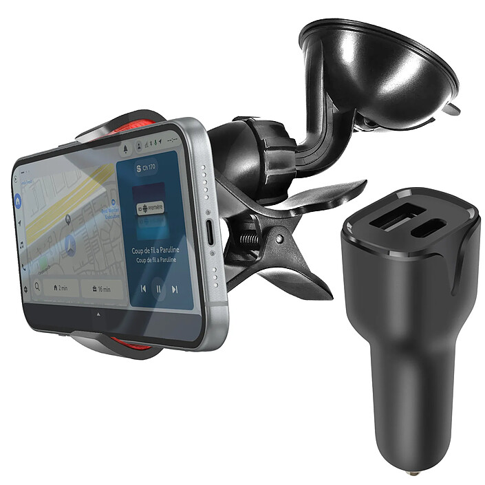 Avizar Pack Accessoires Auto avec Chargeur Voiture USB-C et Support Ventouse