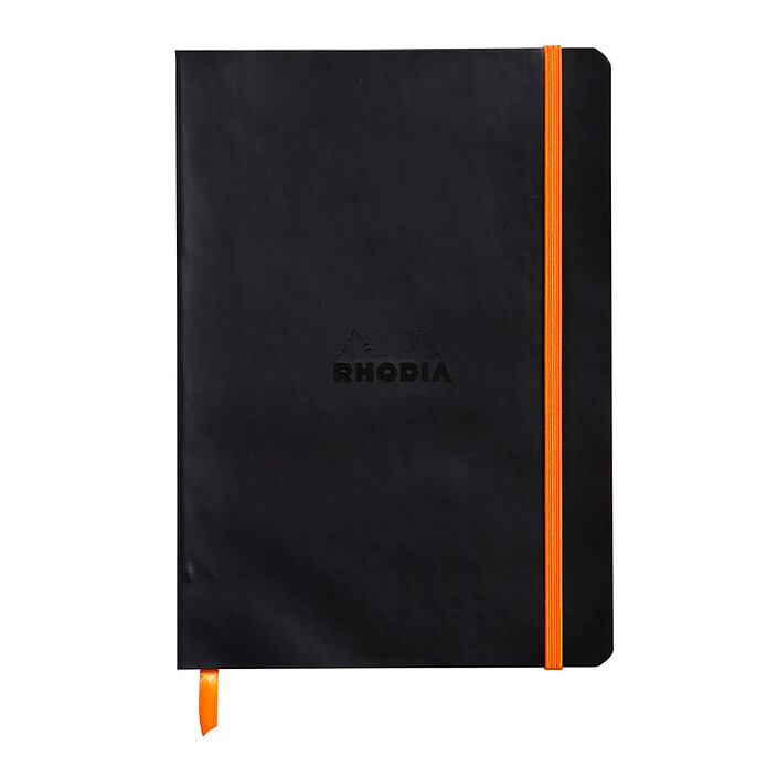 CLAIREFONTAINE RHODIARAMA carnet souple BLACK A5 ligné 160p papier 90g fermeture élastique