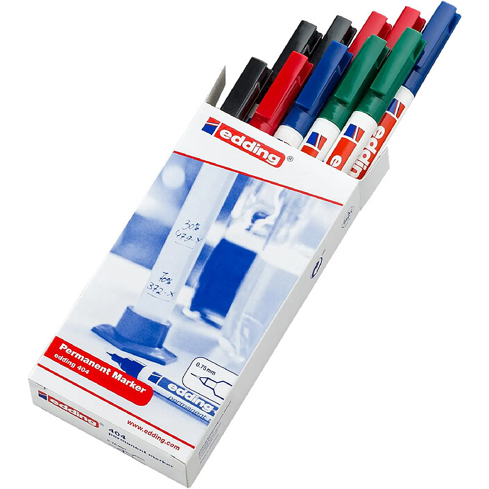 EDDING Marqueur Permanent 404 boîte pliante de 10 Assorti 0,75 mm