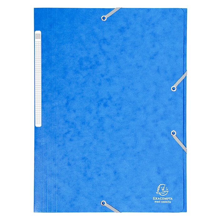 EXACOMPTA Chemise 3 rabats + elastique A4 cap 35 mm carte Bleu x 25