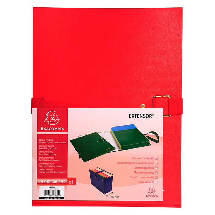 EXACOMPTA Chemise à boucle métal EXTENSOR 24x32 cm Capacité 16 cm Rouge