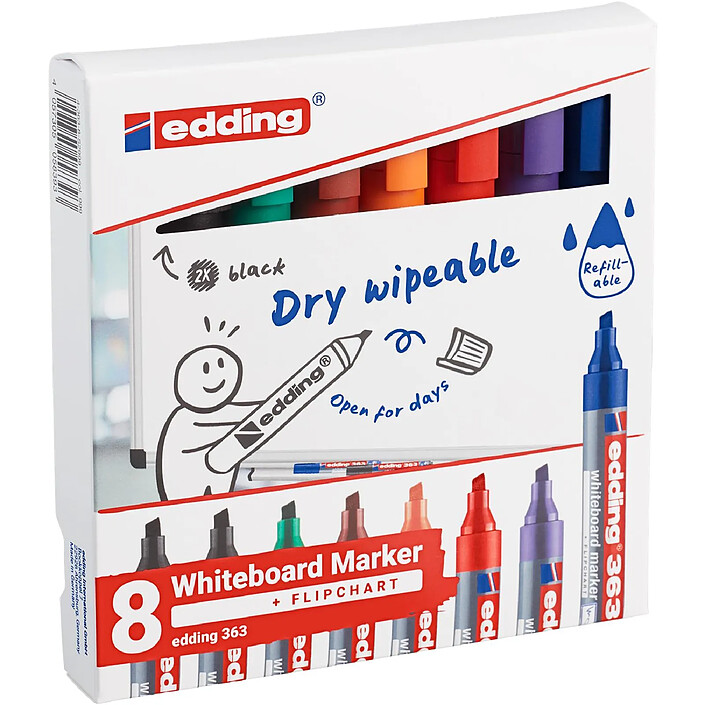 EDDING Marqueur pour tableau blanc 363 set de 8 Assorti neuf 1-5 mm