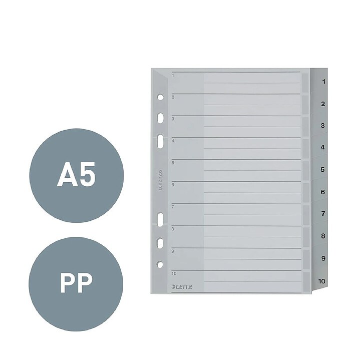 Avis LEITZ Intercalaires en plastique, numériques, format A5,1-10
