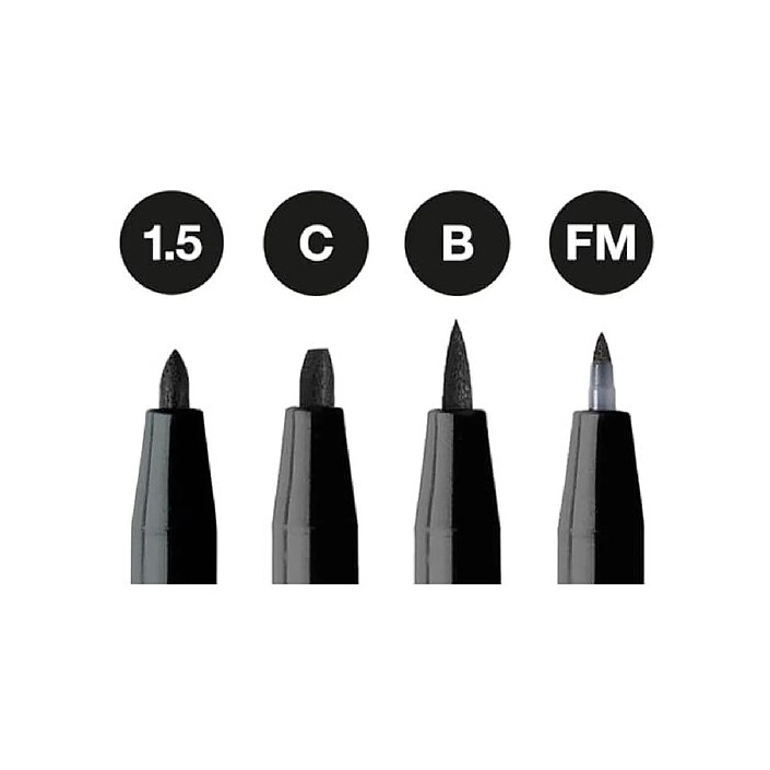 Avis FABER-CASTELL Feutre Pitt Artist Pen, boîte de 4, noir, 1.5/C/B/FM