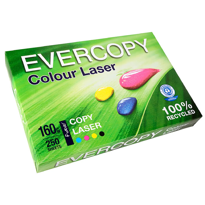 EVERCOPY Ramette 250 Feuilles Papier 160g A4 210x297 mm Certifié Ange Bleu Laser Blanc x 4