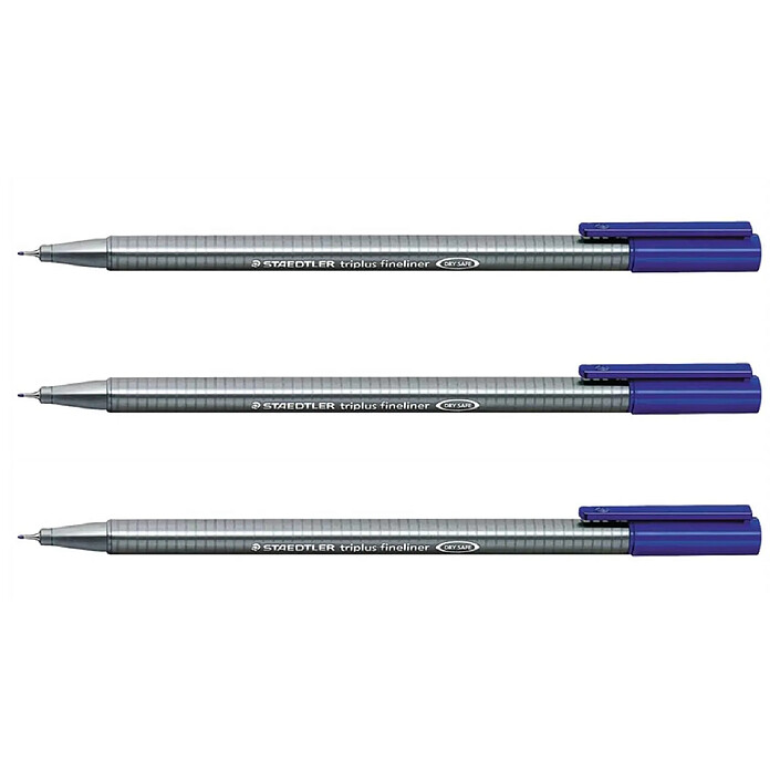 STAEDTLER Feutre Fineliner Triplus Tracé 0,3 mm Bleu x 3
