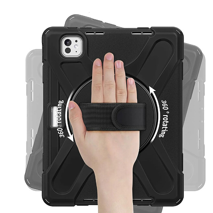 MW Coque pour iPad Pro 13" Polybag avec Poigné Rotative et Bandoulière Noir pas cher