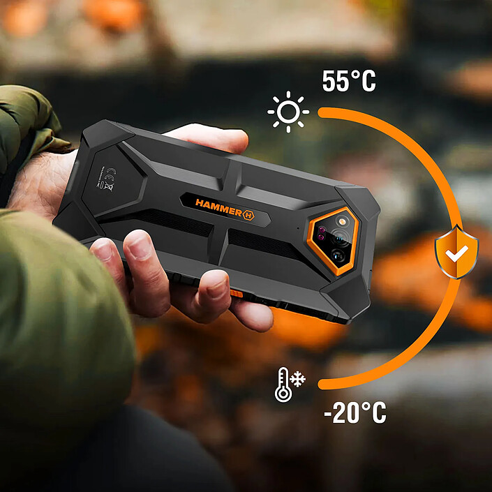Avis Hammer Smartphone Hammer Iron?V 6 Go / 64 Go Android?13 4G LTE IP69 Batterie 6320mAh Noir / Orange