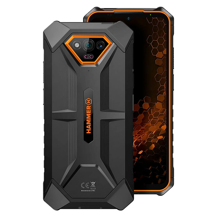 Hammer Smartphone Hammer Iron?V 6 Go / 64 Go Android?13 4G LTE IP69 Batterie 6320mAh Noir / Orange