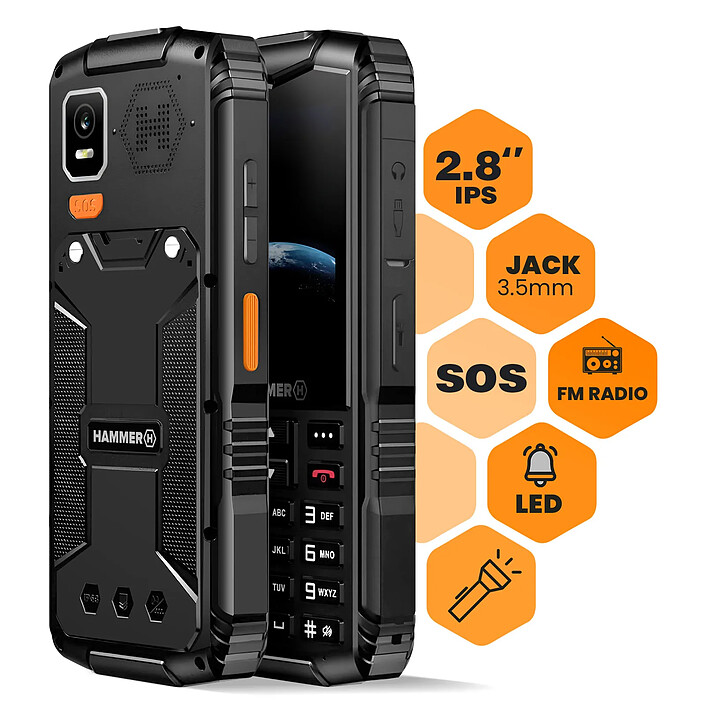 Hammer Téléphone Portable Hammer Horizon LTE Double SIM Autonomie 18h Waterproof IP68 Noir pas cher