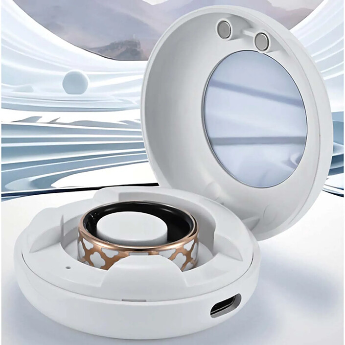 Avis Avizar Bague Connectée Taille 12 Modèle Ursa avec Motif Géométrique et Étui de Charge