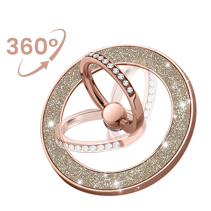 MAXEXCELL Anneau Support MagSafe pour iPhone Magnétique et Rotatif Design Paillettes Rose gold pas cher