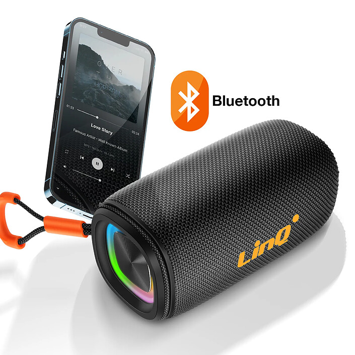 Avis LinQ Enceinte Bluetooth 8W Portable Étanche IPX6 avec LED Multicolore Noir