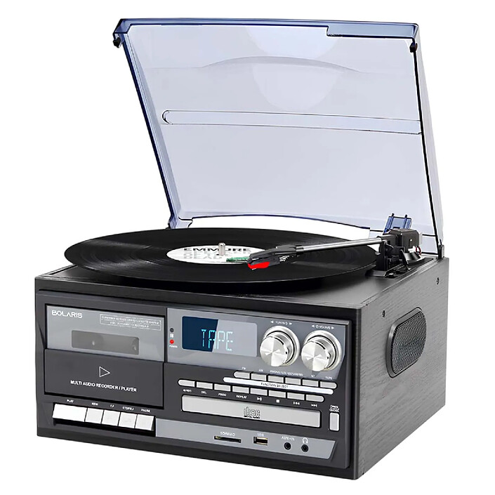Avis Avizar Platine Vinyle Multifonctions Avec Bluetooth CD / K7 / AM / FM modèle Belfast Noir