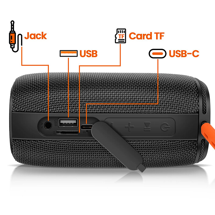 Acheter LinQ Enceinte Bluetooth 8W Portable Étanche IPX6 avec LED Multicolore Noir