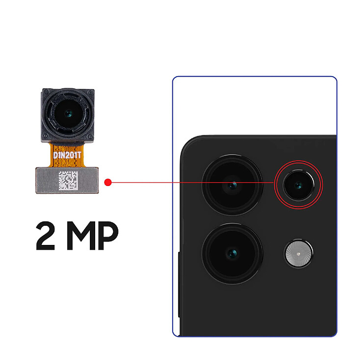 Avis Clappio Caméra Arrière Objectif Macro 2MP pour Xiaomi Redmi 13 4G