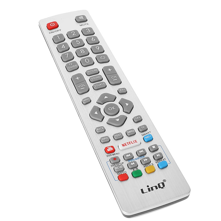 LinQ Télécommande Universelle pour Téléviseur Sharp Touches Complètes Portée 8m Blanc