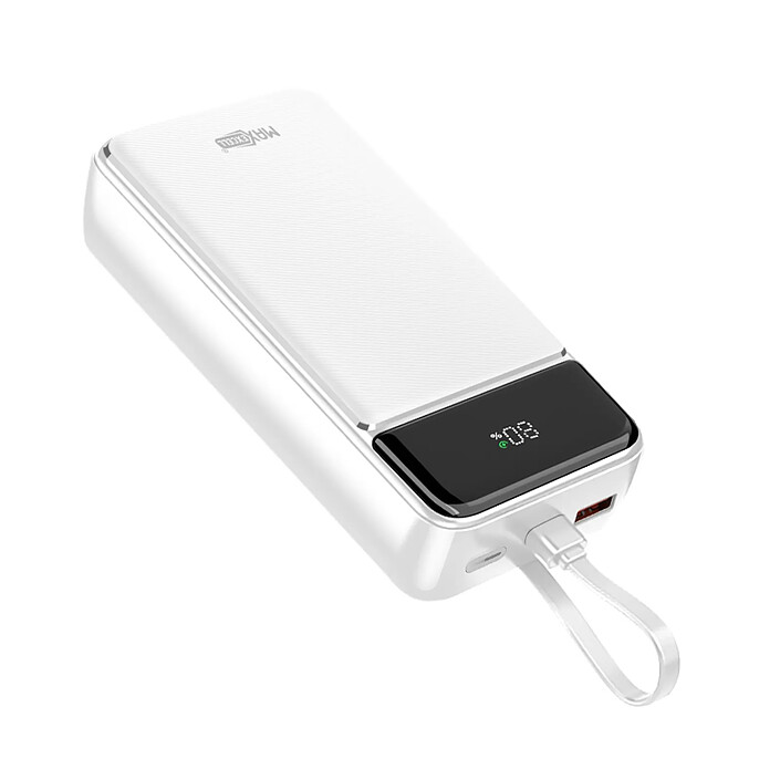 Max excell Batterie de Secours 20000mAh 2 Port USB-A / USB-C avec 2 Câbles et Écran LCD Blanc pas cher