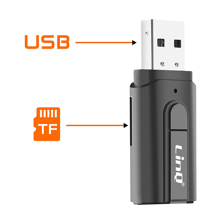 Avis LinQ Adaptateur Audio Bluetooth USB avec Jack 3.5mm et Porte Carte micro-SD Noir
