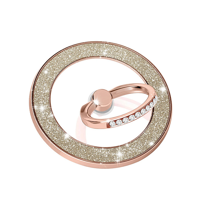 MAXEXCELL Anneau Support MagSafe pour iPhone Magnétique et Rotatif Design Paillettes Rose gold