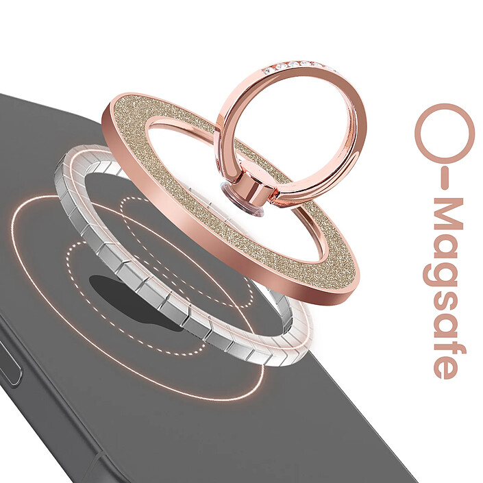 Acheter MAXEXCELL Anneau Support MagSafe pour iPhone Magnétique et Rotatif Design Paillettes Rose gold