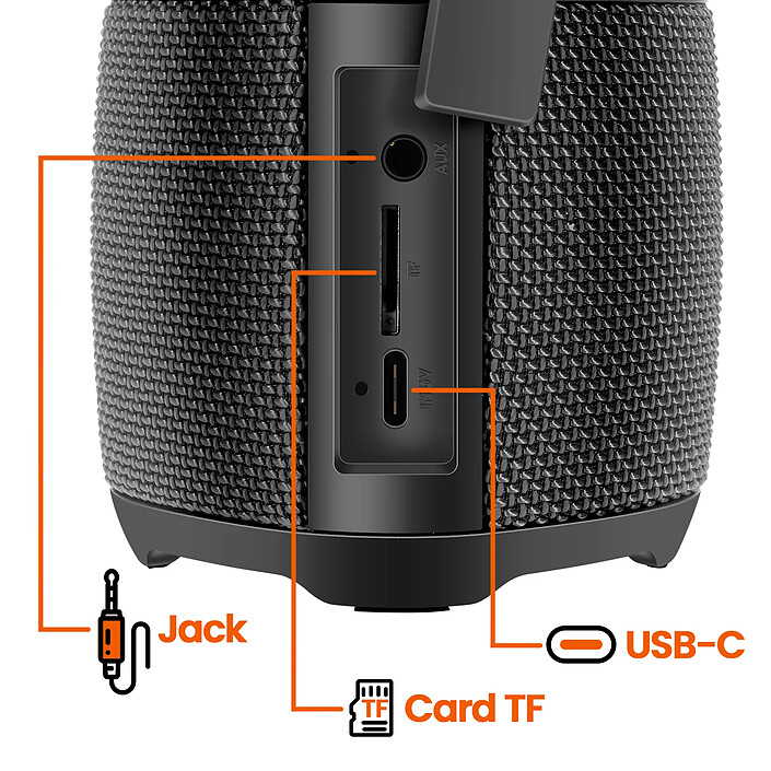 Acheter LinQ Mini Enceinte sans Fil Bluetooth 5W Étanche IPX6 avec Éclairage LED Noir