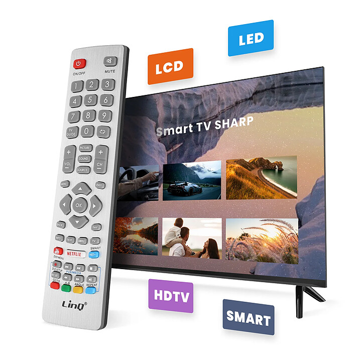 Avis LinQ Télécommande Universelle pour Téléviseur Sharp Touches Complètes Portée 8m Blanc