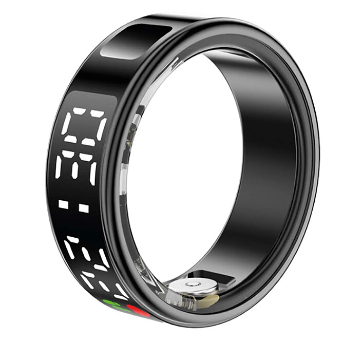 Avizar Bague Connectée Taille 8 Modèle Saturn avec Écran LED et Étui de Charge Noir
